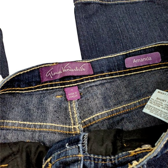 Gloria Vanderbilt Amanda Jeans Women's Size 12 SHORT Dark Stretch Cotton Blend - Picture 7 of 7